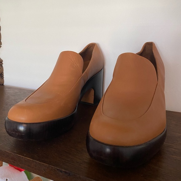 Vince Narissa Womens Leather Block Heel Clogs, Tan, EU 39 US 9 - Picture 3 of 5